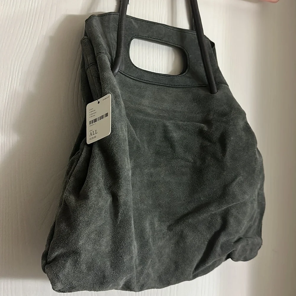 Gray suede free people hobo shoulder bag - Picture 3 of 9